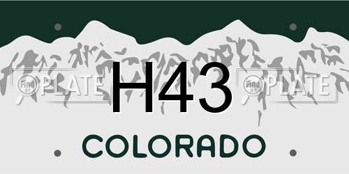 H43 Colorado License Plate