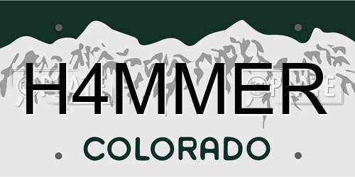 H4MMER Colorado License Plate