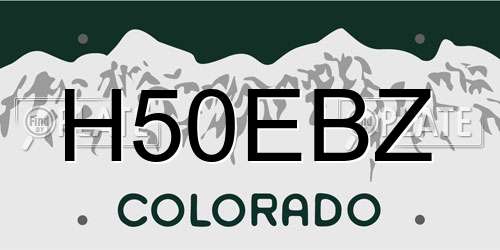 H50EBZ Colorado License Plate