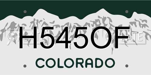 H545OF Colorado License Plate
