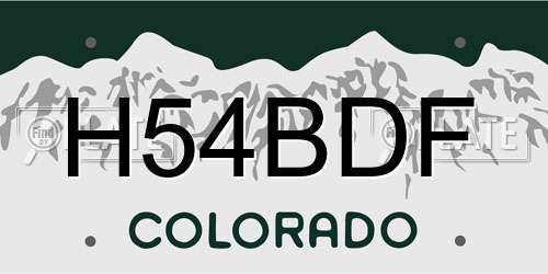H54BDF Colorado License Plate