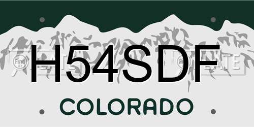 H54SDF Colorado License Plate