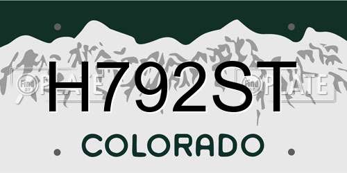 H792ST Colorado License Plate