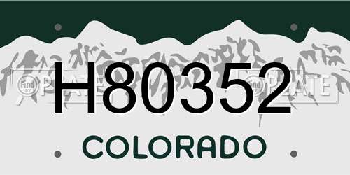 H80352 Colorado License Plate