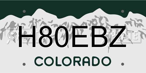 H80EBZ Colorado License Plate