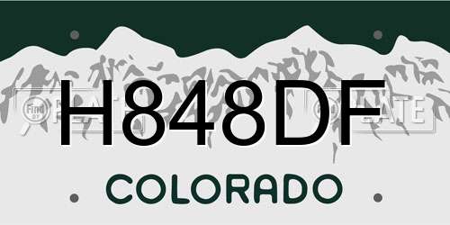 H848DF Colorado License Plate