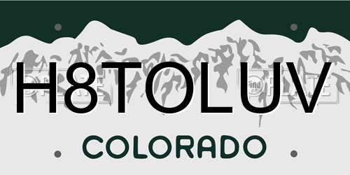 H8TOLUV Colorado License Plate