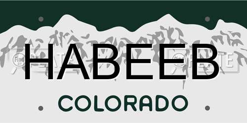 HABEEB Colorado License Plate