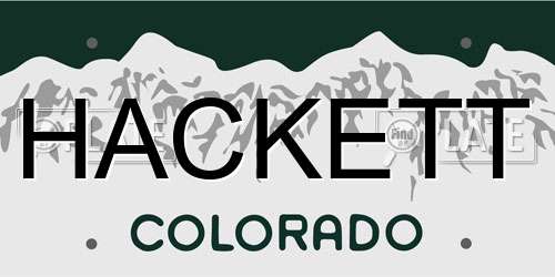 HACKETT Colorado License Plate