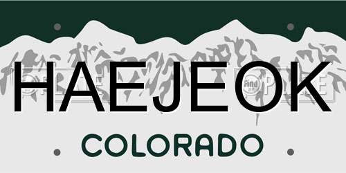HAEJEOK Colorado License Plate