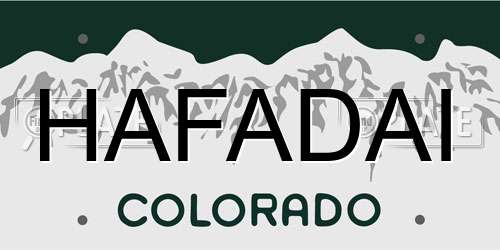 HAFADAI Colorado License Plate