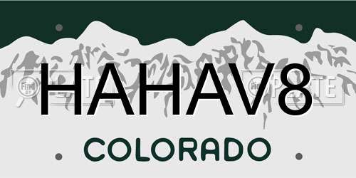 HAHAV8 Colorado License Plate