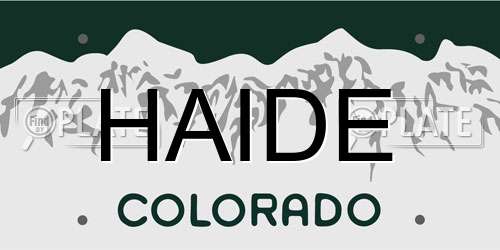 HAIDE Colorado License Plate