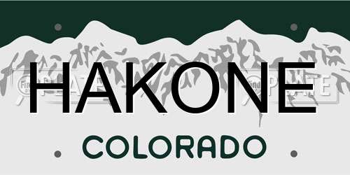 HAKONE Colorado License Plate
