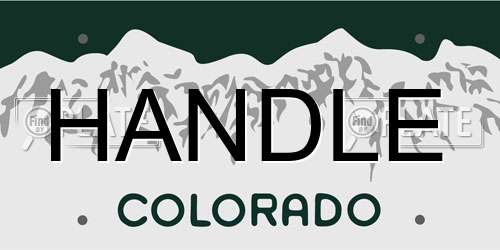HANDLE Colorado License Plate