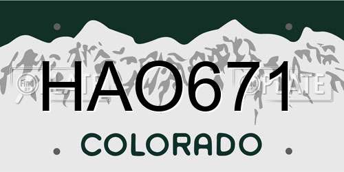 HAO671 Colorado License Plate