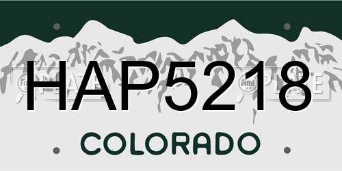 HAP5218 Colorado License Plate