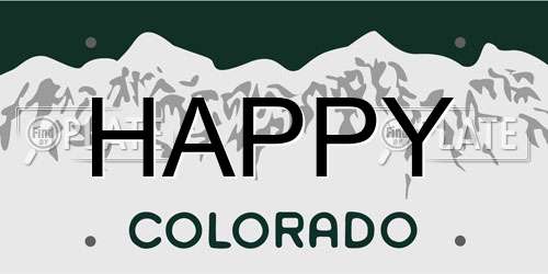 HAPPY Colorado License Plate