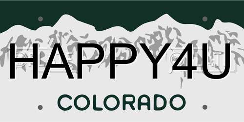 HAPPY4U Colorado License Plate