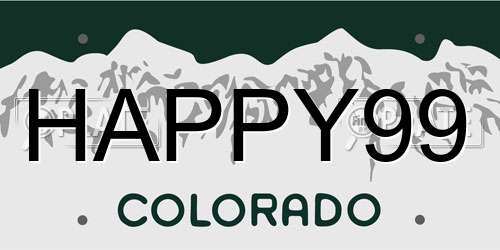 HAPPY99 Colorado License Plate
