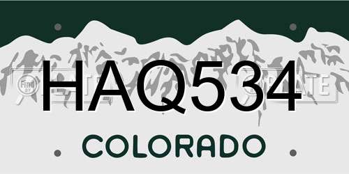 HAQ534 Colorado License Plate