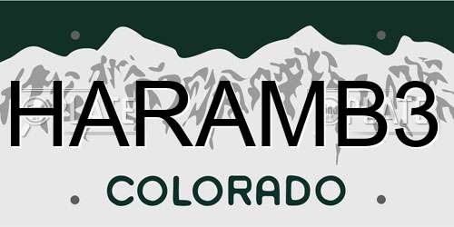 HARAMB3 Colorado License Plate