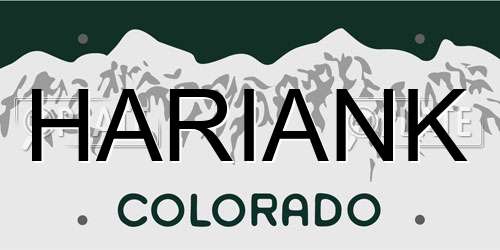 HARIANK Colorado License Plate