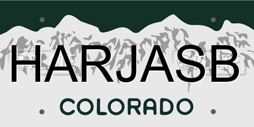 HARJASB Colorado License Plate