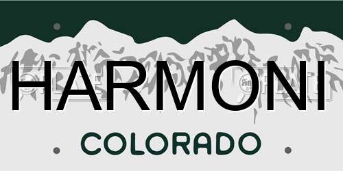 HARMONI Colorado License Plate