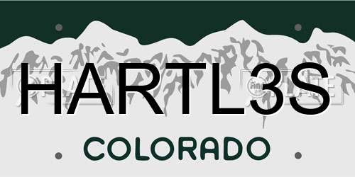 HARTL3S Colorado License Plate