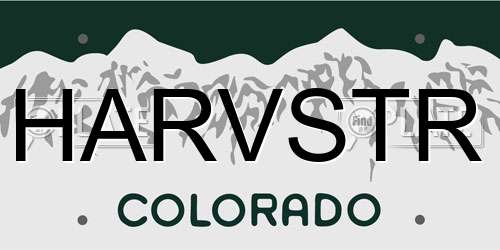 HARVSTR Colorado License Plate