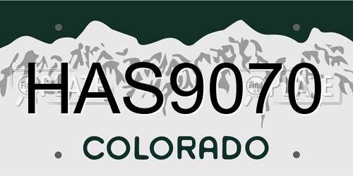 HAS9070 Colorado License Plate