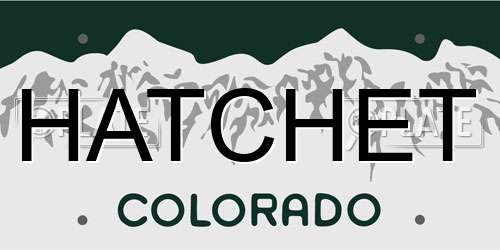 HATCHET Colorado License Plate