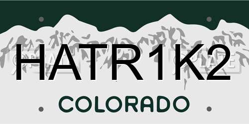HATR1K2 Colorado License Plate