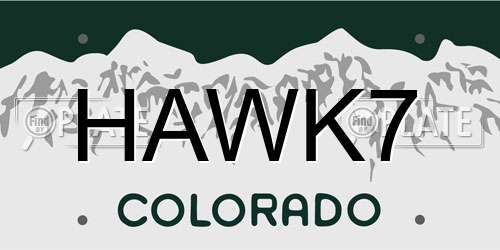 HAWK7 Colorado License Plate