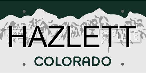 HAZLETT Colorado License Plate