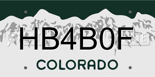HB4B0F Colorado License Plate