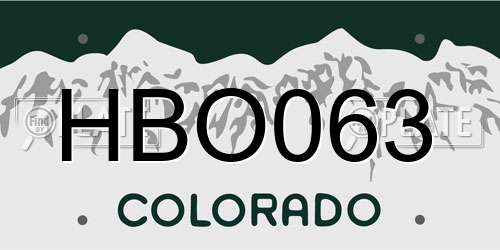 HBO063 Colorado License Plate