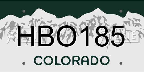 HBO185 Colorado License Plate