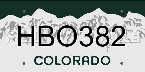 HBO382 Colorado License Plate