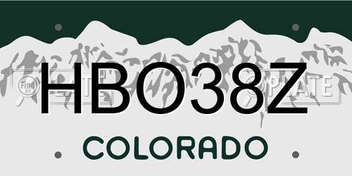 HBO38Z Colorado License Plate