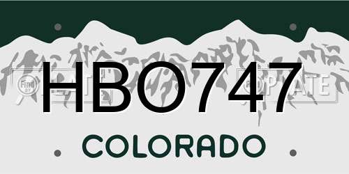 HBO747 Colorado License Plate