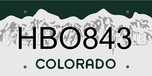 HBO843 Colorado License Plate