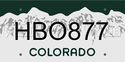 HBO877 Colorado License Plate