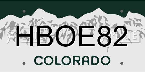 HBOE82 Colorado License Plate