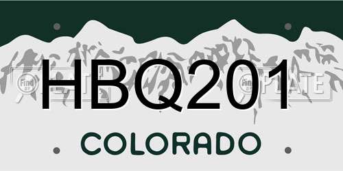 HBQ201 Colorado License Plate