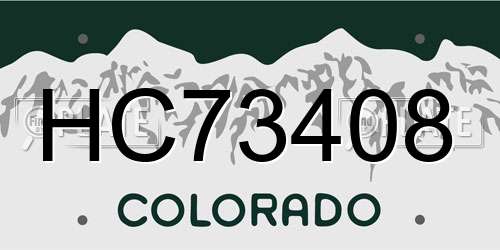 HC73408 Colorado License Plate