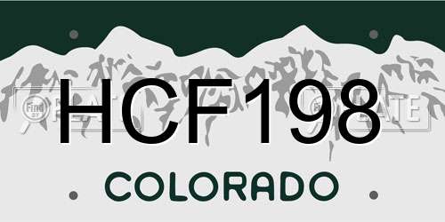 HCF198 Colorado License Plate