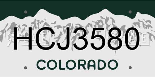 HCJ3580 Colorado License Plate