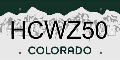 HCWZ50 Colorado License Plate